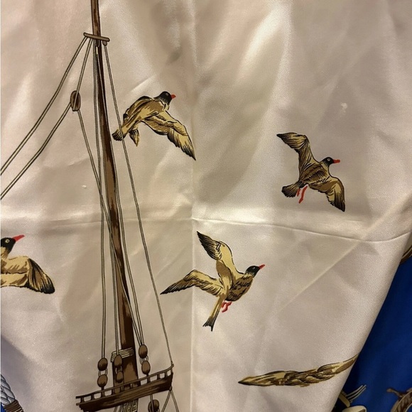 Rodier Paris Silk Scarf with Nautical Print in Blue and Green - Picture 11 of 15